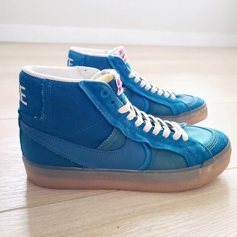 Nike SB Blazer Mid Mens 6 Womens‎ 7.5 Blue Teal Gum Lace-Up Sneakers